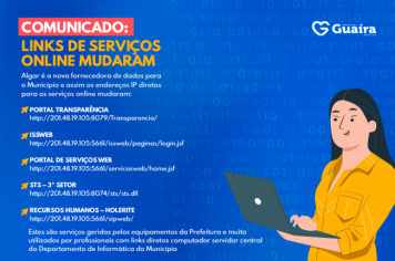 Comunicado: links de serviços online da Prefeitura mudaram