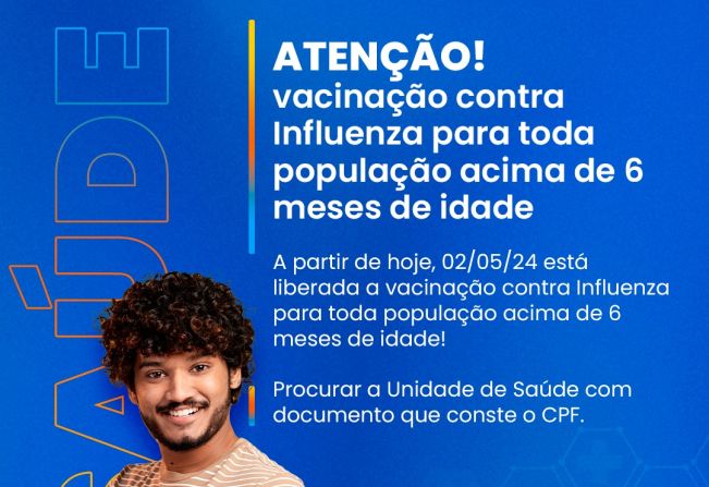 Vacina contra a gripe é liberada para toda a população a partir de seis meses de idade   