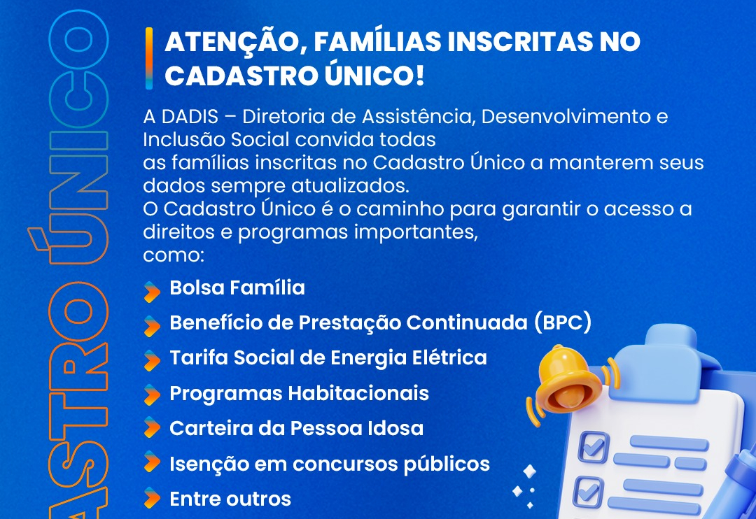Prefeitura de Guaíra convoca famílias do Cadastro Único para atualização de dados