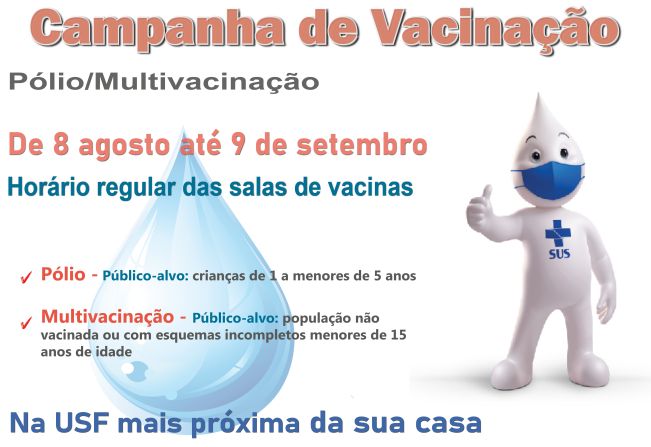 Média de vacinação contra pólio está muito baixa em Guaíra