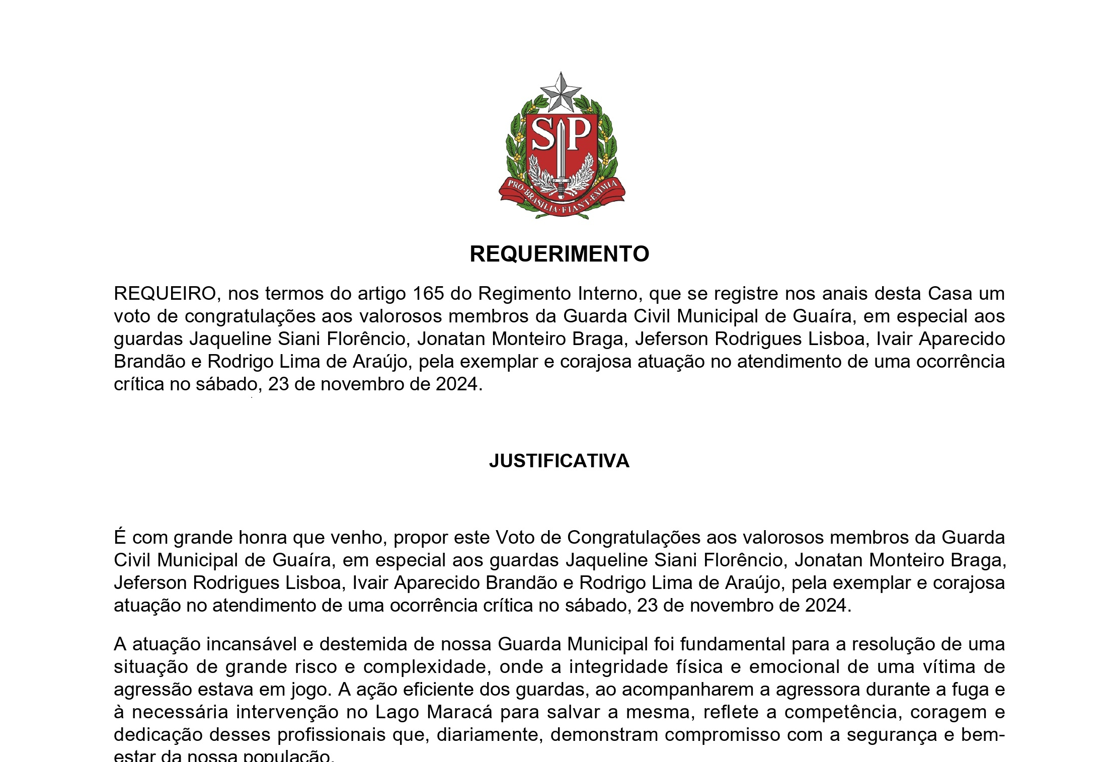 Deputada propõe voto de congratulação às GCMs de Guaíra na Alesp